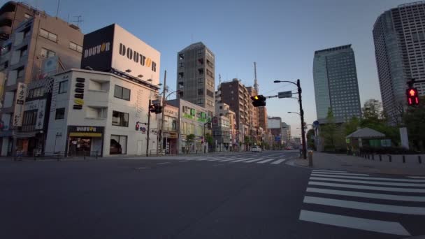 Tokyo Kinshicho Wczesny Poranek Kolarstwo 2021 Wiosna — Wideo stockowe