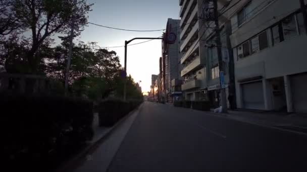 Tokyo Kinshicho Tidig Morgon Cykling 2021 Vår — Stockvideo