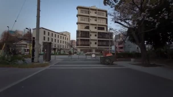 Tokyo Sumida Park Kirschblüten Radfahren 2021Frühling — Stockvideo