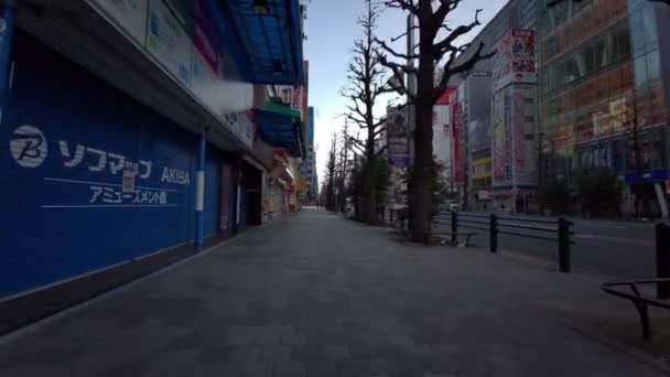 Tokyo Akihabara Early Morning Cycling 2021April — Stock Video