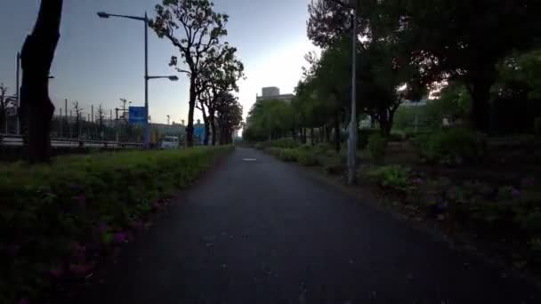 东京新川早间骑自行车 — 图库视频影像