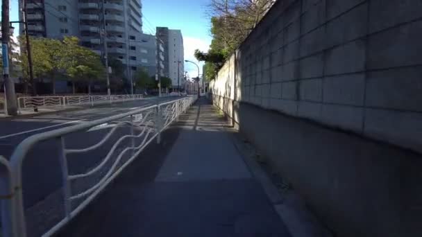 Tokio Kiyosumi Shirakawa Early Morning Cycling 2021 Frühling — Stockvideo