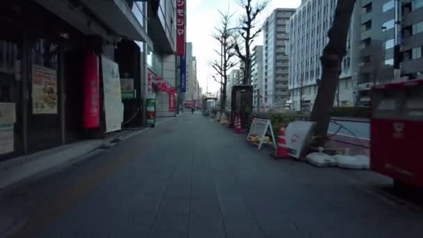 Tokyo Asakusabashi Early Morning Cycling 2021 Voorjaar — Stockvideo