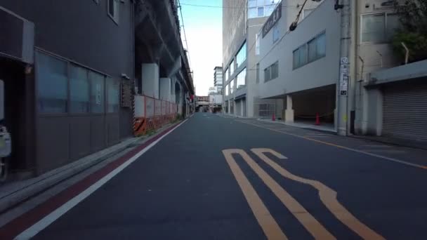 Tokyo Asakusabashi Early Morning Cycling 2021 Voorjaar — Stockvideo