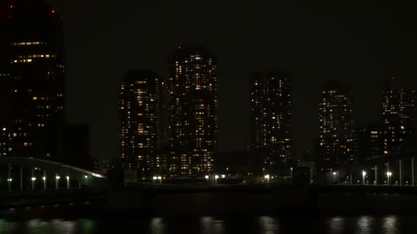 Widok Nocy Mostu Tokio Kachidoki 2021 Maja — Wideo stockowe