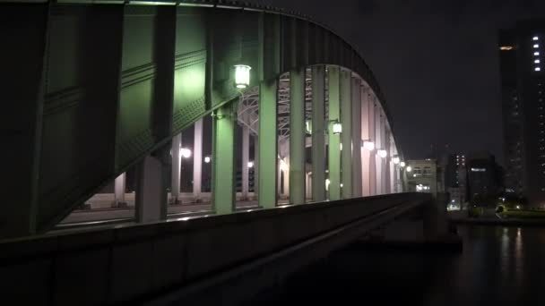 Tokio Puente Kachidoki Vista Nocturna 2021Mayo — Vídeos de Stock