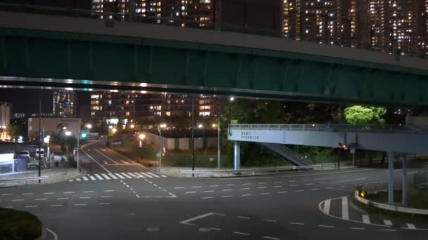 Widok Nocy Tokio Harumi 2021 Maja — Wideo stockowe