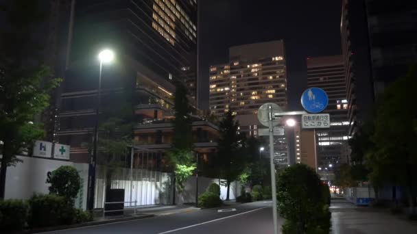 Tokyo Port City Takeshiba Japonia Widok Nocny — Wideo stockowe
