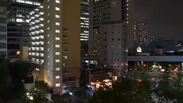 Tóquio Port City Takeshiba Japão Vista Noturna — Vídeo de Stock