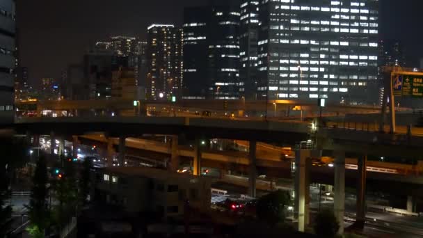 Tóquio Port City Takeshiba Japão Vista Noturna — Vídeo de Stock