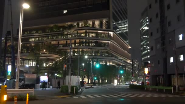 Tokyo Port City Takeshiba Japon Vue Nuit — Video
