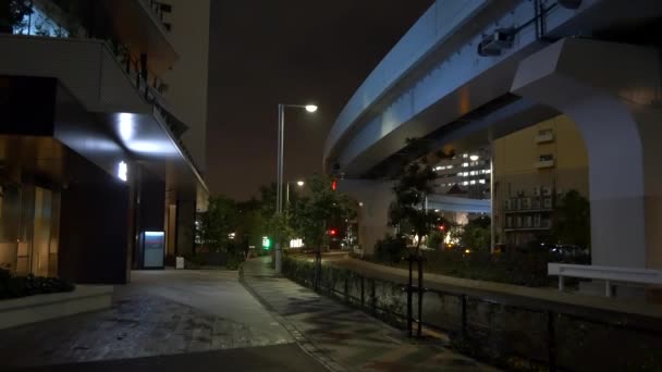 Tokyo Liman Kenti Takeshiba Japon Gece Manzarası — Stok video