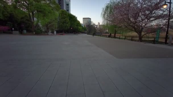 Tokyo Ueno Onshi Park Early Morning Cycling 2021April — Stok Video