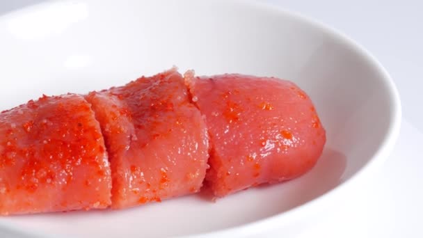 Japonez Picant Cod Roe Karashi Mentaiko — Videoclip de stoc