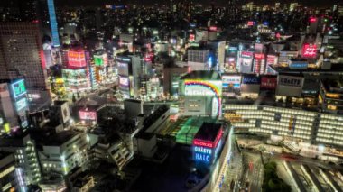 Sentetik Tokyo kar yağışı gece görüntüsü CG hareket grafikleri