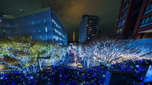 合成東京降雪夜景Cgモーショングラフィックス — ストック動画