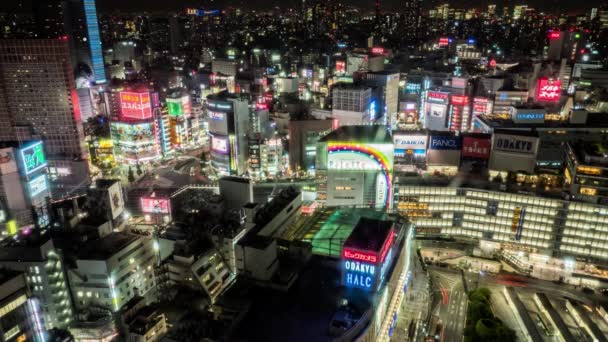 Synthetische Tokyo Sneeuwval Nacht Uitzicht Motion Graphics — Stockvideo