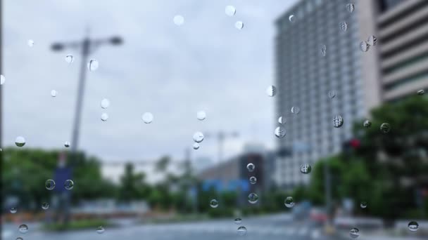 Glas Regen Water Druppels Gradatie Beweging Graphics — Stockvideo