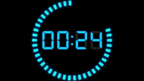 Digitale Klok Seconden Countdown Timer Animatie Motion Graphics — Stockvideo