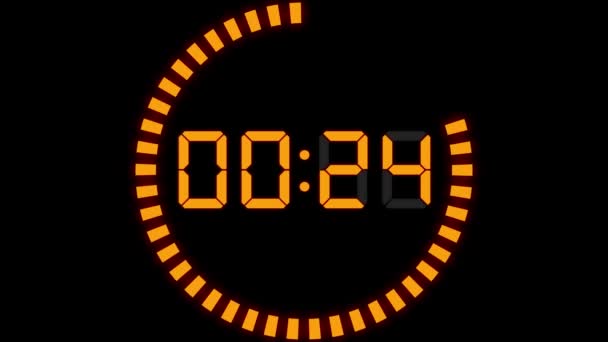 Digital Clock Seconds Countdown Timer Animation Motion Graphics — Stock Video