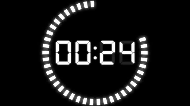 デジタル時計30秒カウントダウンタイマーアニメーションモーショングラフィックス — ストック動画