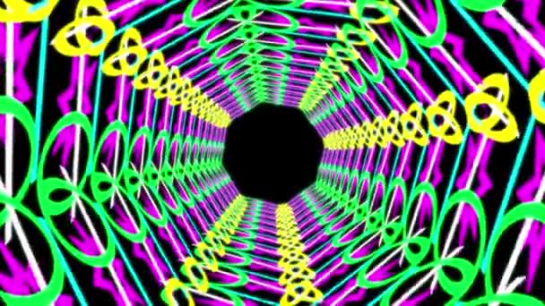 Cyber Tunnel Framsteg Animation Rörelse Grafik — Stockvideo