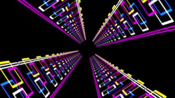 Cyber Tunnel Framsteg Animation Rörelse Grafik — Stockvideo