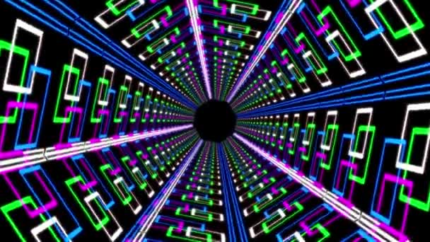 Cyber Tunnel Framsteg Animation Rörelse Grafik — Stockvideo