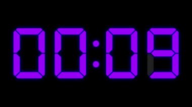 Sayısal saat 10 saniye geri sayım zamanlayıcısı canlandırma grafikleri