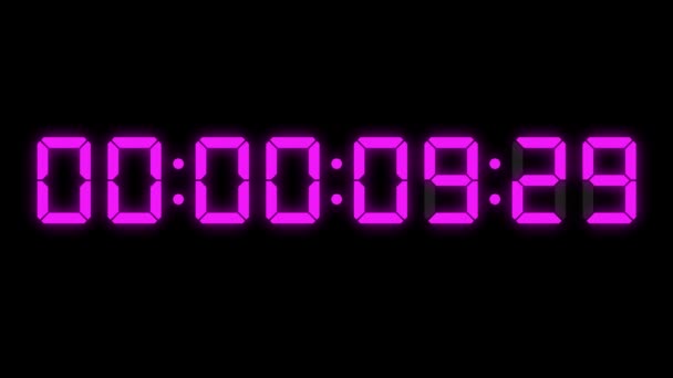 Relógio Digital Segundos Contagem Regressiva Temporizador Animação Movimento Gráficos — Vídeo de Stock