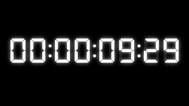 Digitale Klok Seconden Countdown Timer Animatie Motion Graphics — Stockvideo