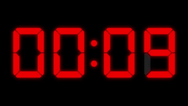 Digitale Klok Seconden Countdown Timer Animatie Motion Graphics — Stockvideo