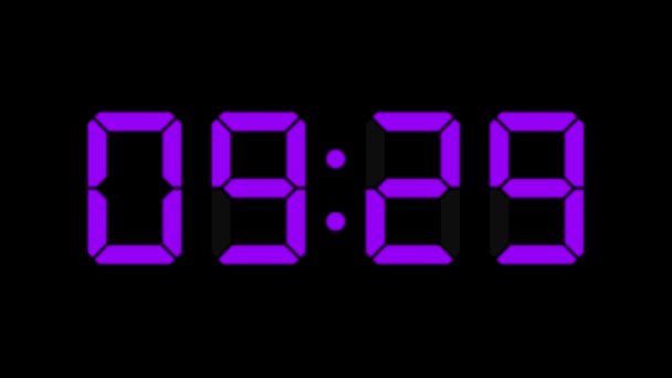 Digital Clock Seconds Countdown Timer Animation Motion Graphics — Stock Video