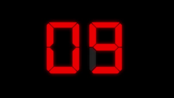 Digital Clock Seconds Countdown Timer Animation Motion Graphics — Stock Video