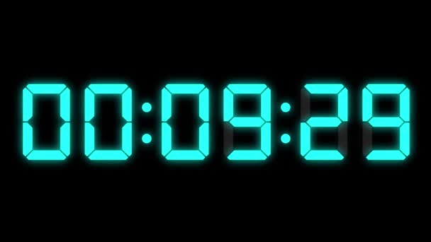 Digital Clock Seconds Countdown Timer Animation Motion Graphics — Stock Video