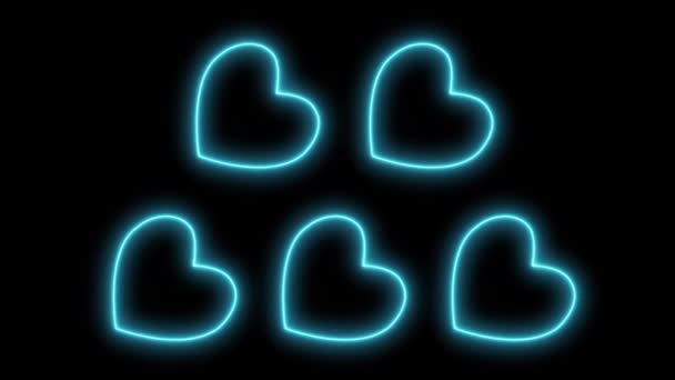 Heart Mark Love Neon Glowing Animation Motion Graphics — Stock Video