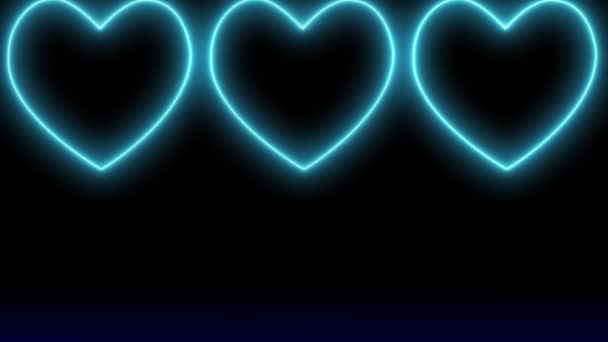 Coração Marca Amor Neon Brilhante Animação Movimento Gráficos — Vídeo de Stock