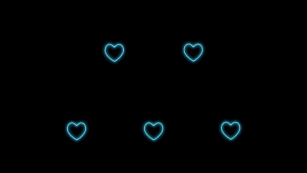 Inima Marca Dragoste Neon Stralucitoare Animație Mișcare Grafică — Videoclip de stoc