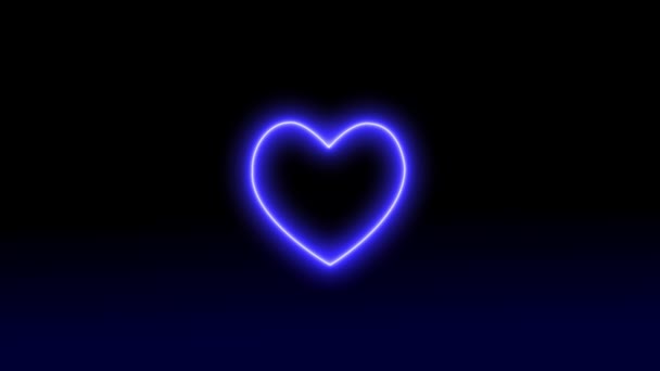 Heart Mark Love Neon Glowing Animation Motion Graphics — Stock Video