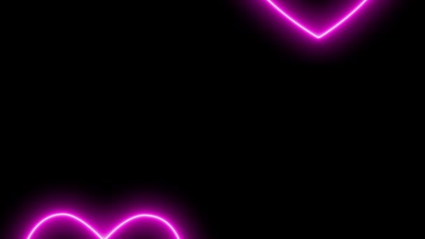 Kalp Işareti Aşk Neon Işıklı Animasyon Hareketleri Grafikleri — Stok video