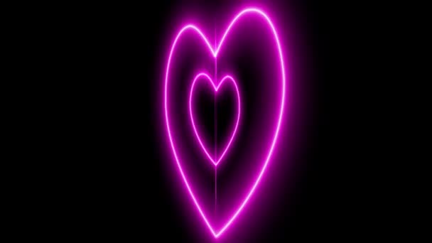 Coração Marca Amor Neon Brilhante Animação Movimento Gráficos — Vídeo de Stock
