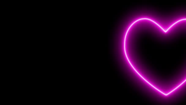 Cuore Segno Amore Neon Incandescente Animazione Motion Grafica — Video Stock