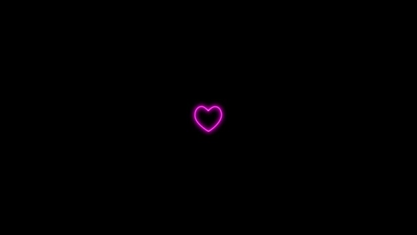 Hjärta Märke Kärlek Neon Glödande Animation Rörelse Grafik — Stockvideo
