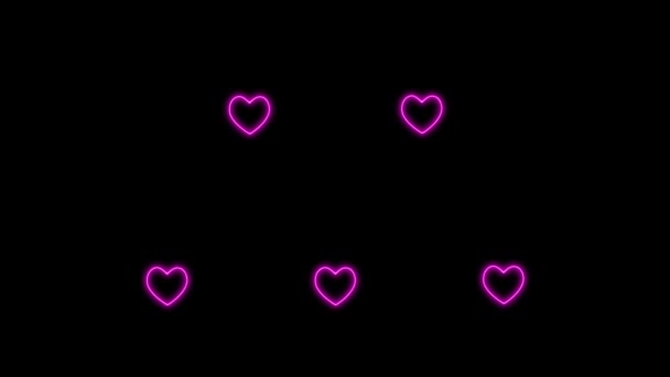 Cuore Segno Amore Neon Incandescente Animazione Motion Grafica — Video Stock