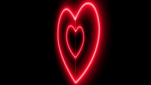 Cuore Segno Amore Neon Incandescente Animazione Motion Grafica — Video Stock