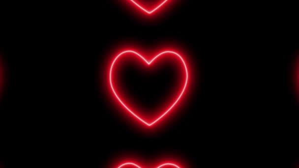 Знак Серця Любов Неонове Сяюче Анімаційне Кіно Графіка — стокове відео
