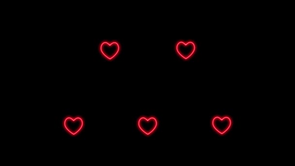 Cuore Segno Amore Neon Incandescente Animazione Motion Grafica — Video Stock