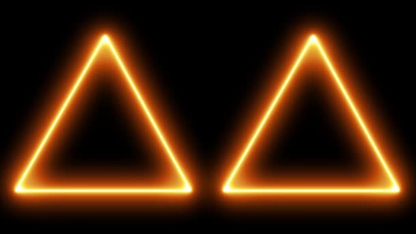 Triangel Neon Glödande Animation Rörelse Grafik — Stockvideo