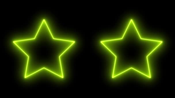 Grafis Gerak Animasi Bersinar Star Neon — Stok Video