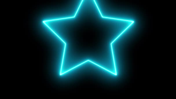 Star Neon Glödande Animation Rörelse Grafik — Stockvideo